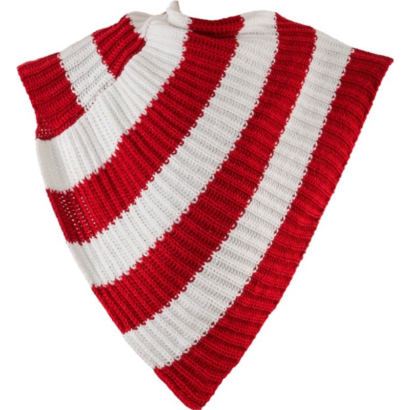 Striped poncho red white