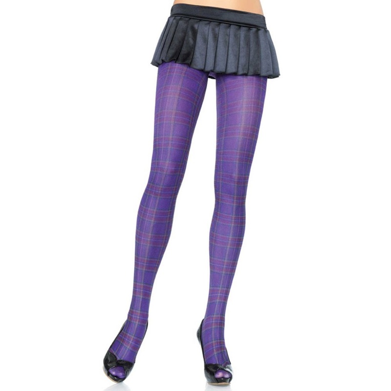 Tartan tights purple