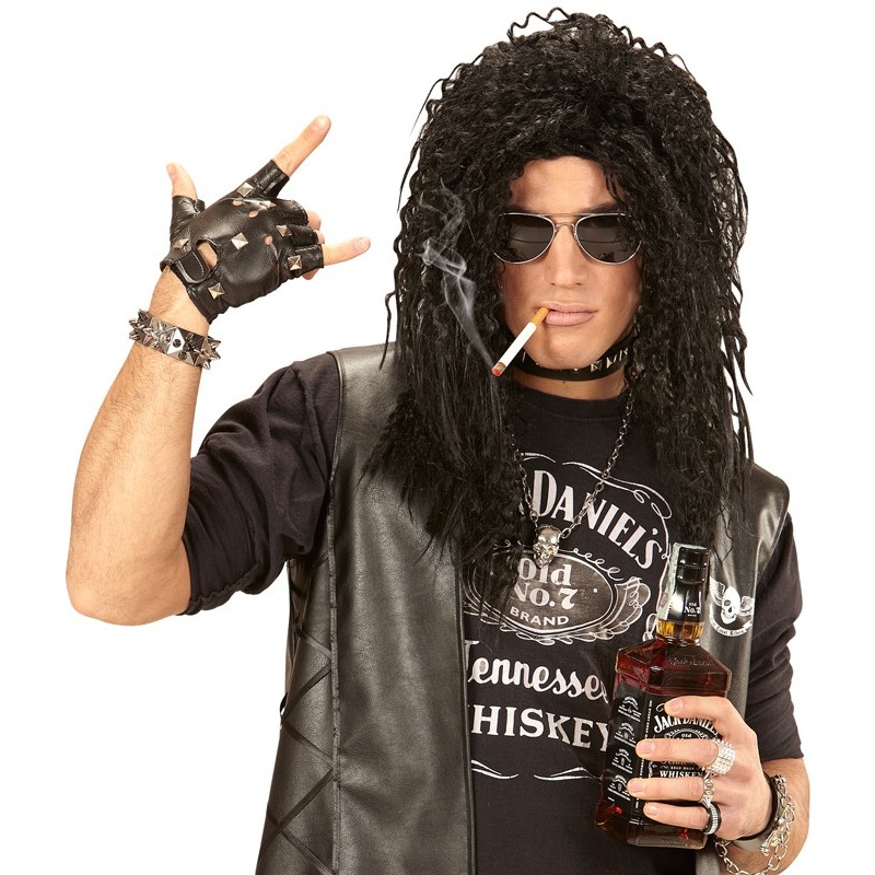 Wavy rocker wig black