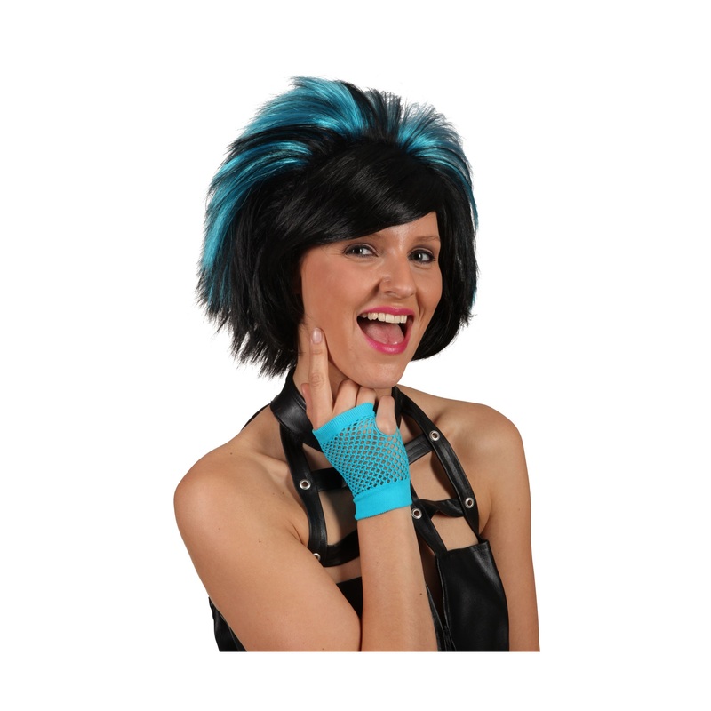 Wild mane wig black turquoise