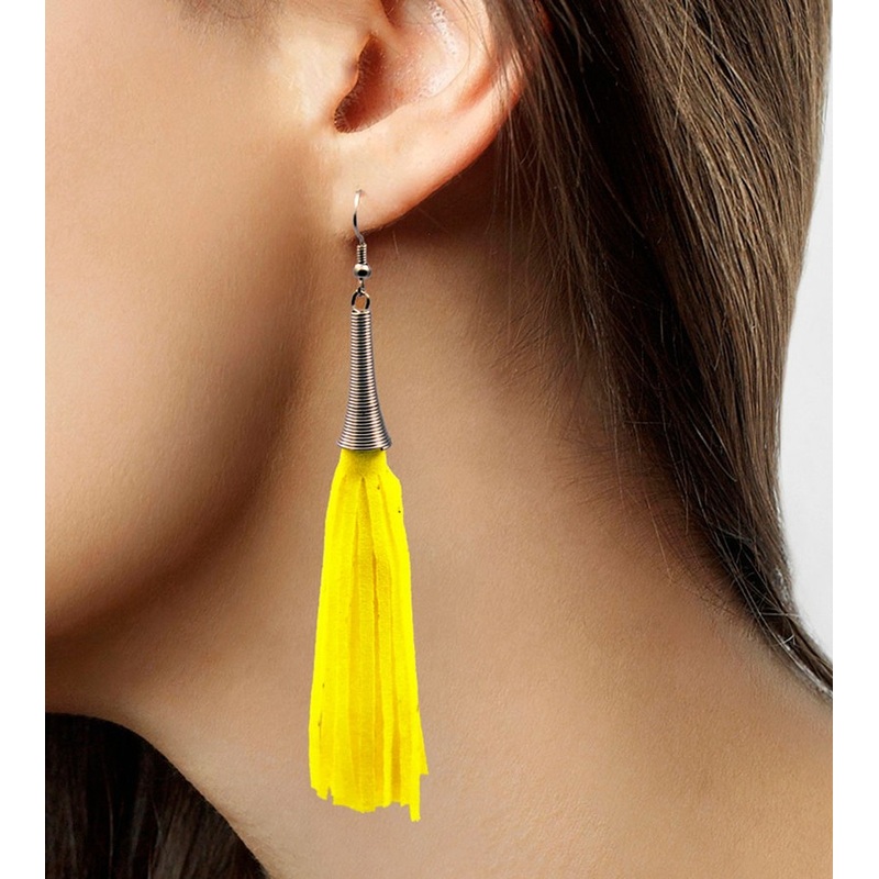 Yellow Alina fringed earrings