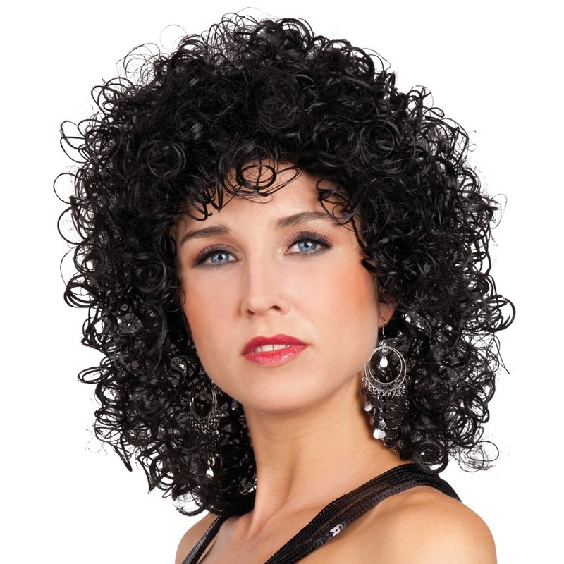 Black curly wig