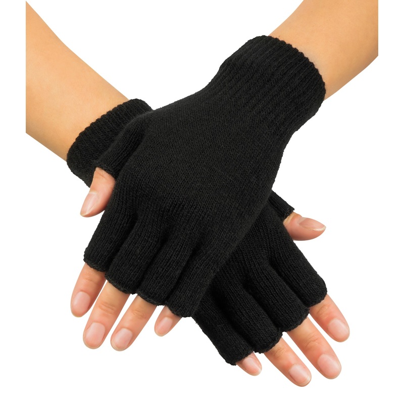 Black fingerless gloves