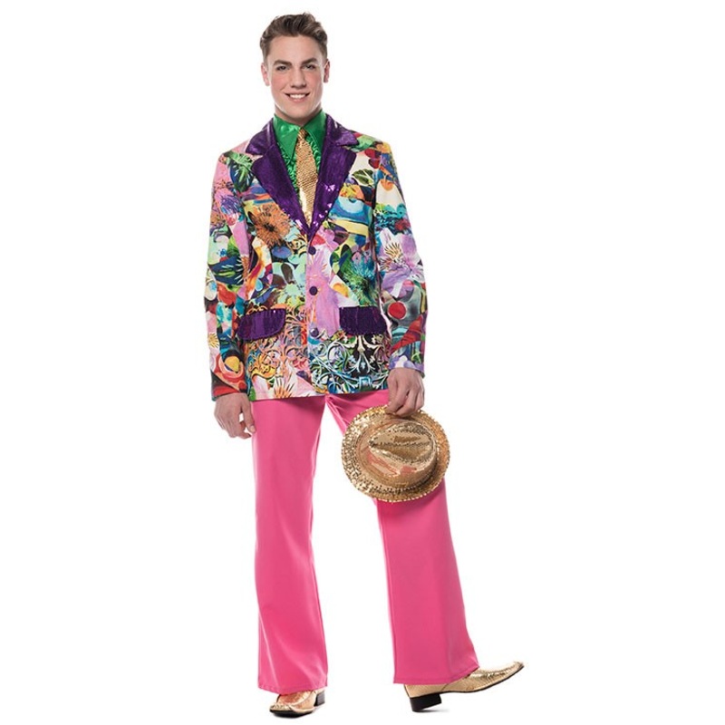 Colorful flower power party jacket for men 46
