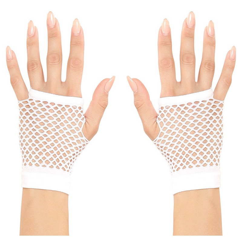 Fingerless mesh gloves white