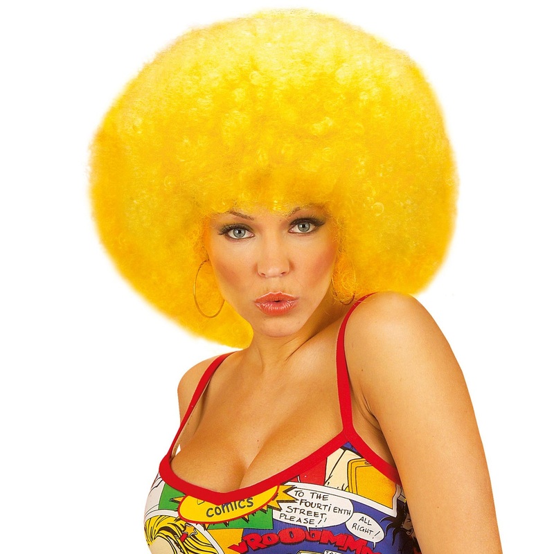 Groovy yellow afro wig unisex