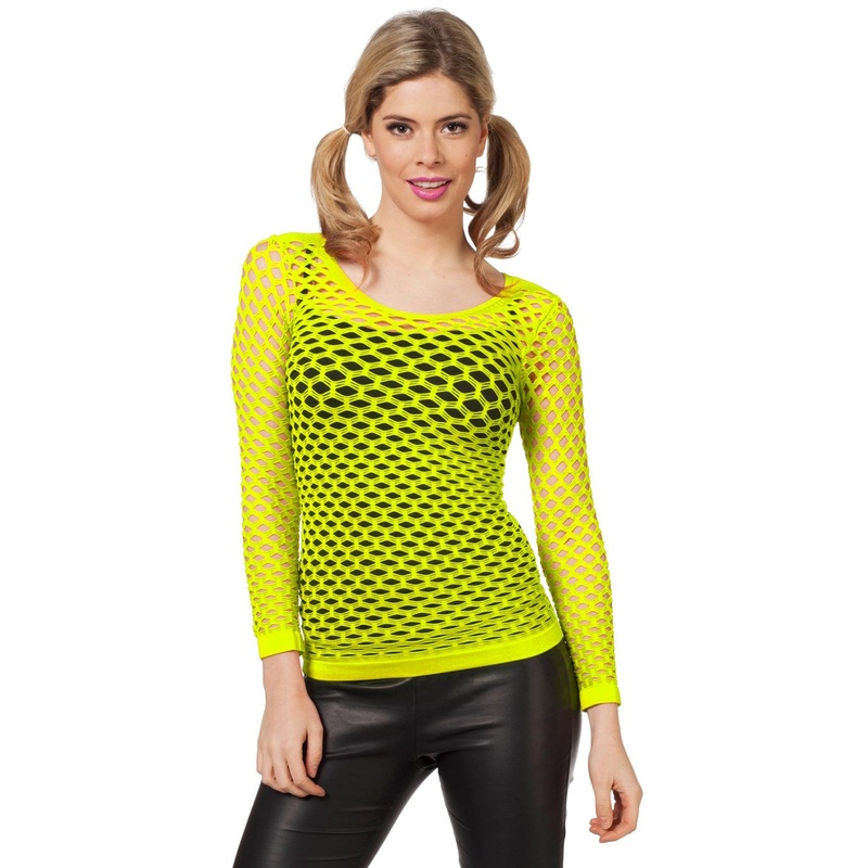 Long sleeve mesh shirt in neon yellow