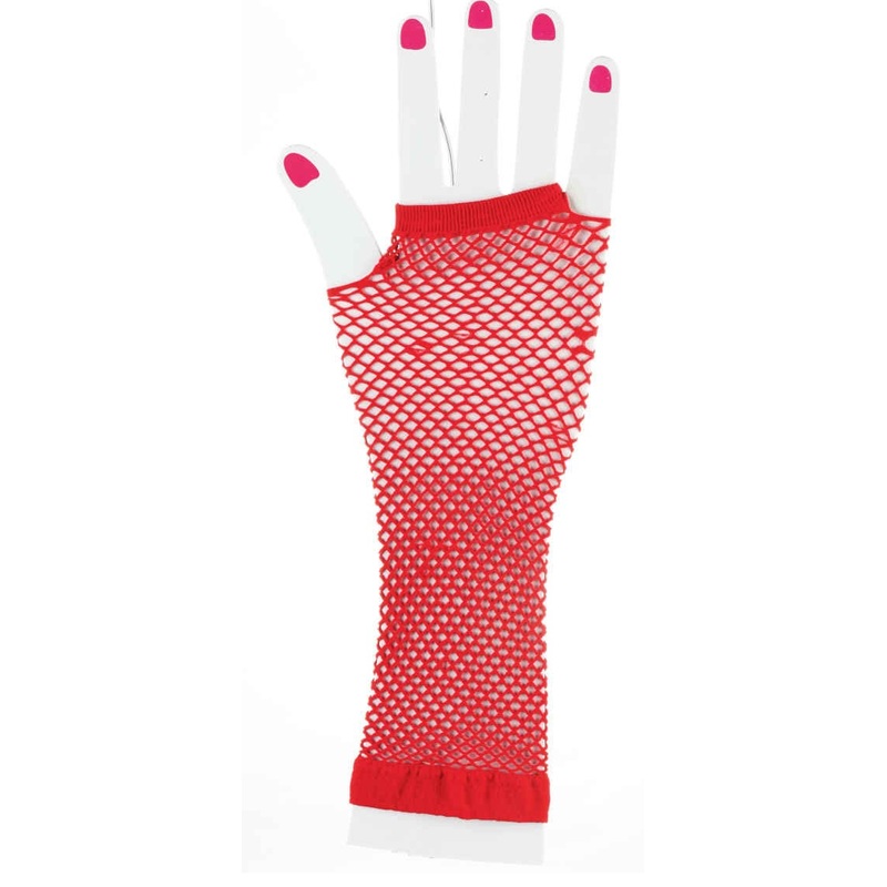 Natascha fingerless fishnet gloves in red