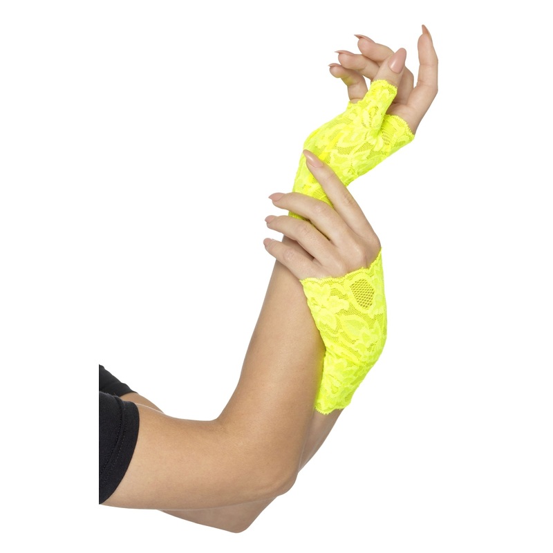 Neon Green Lace Gloves - Fingerless