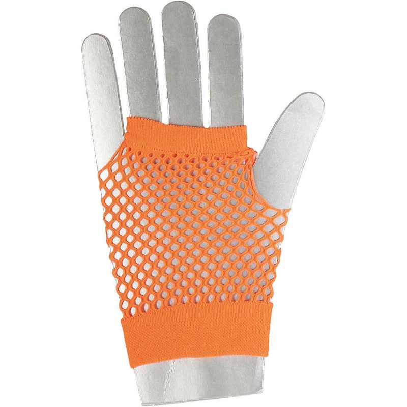 Neon orange mesh gloves