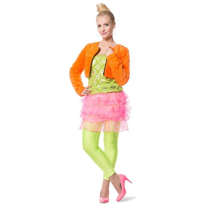 Neon plush bolero for women orange S