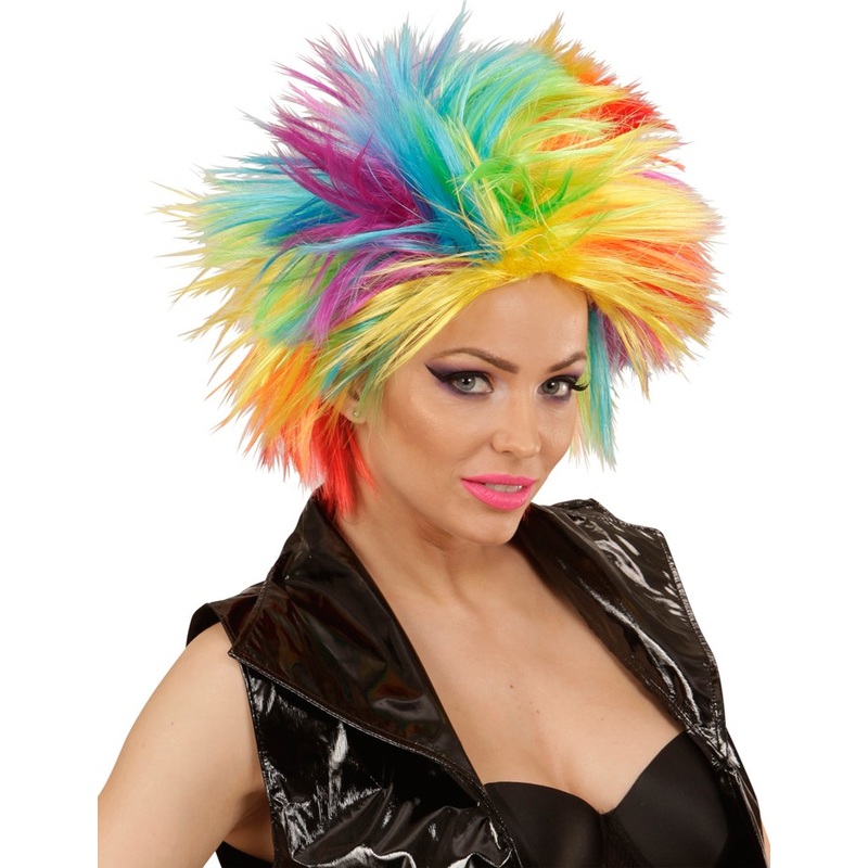 Rainbow curly wig
