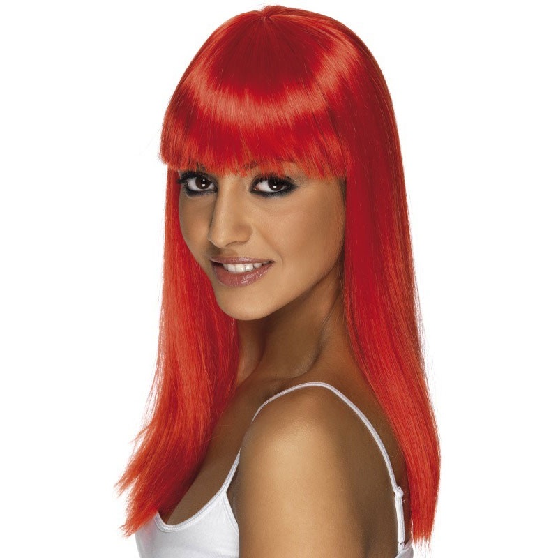 Red glamor long hair wig
