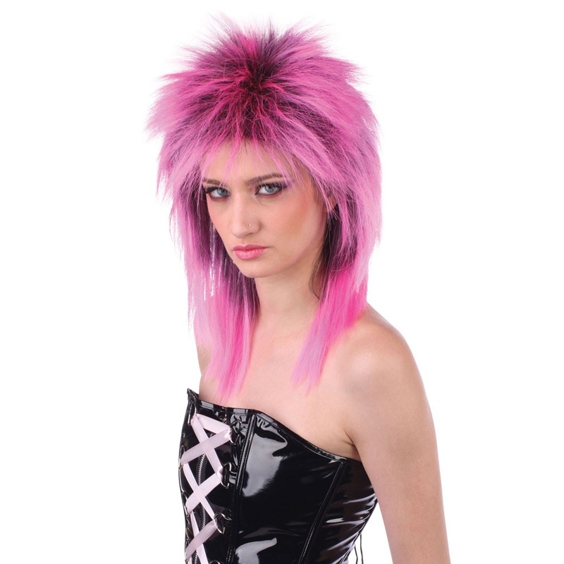 Rocky pink punk ladies wig
