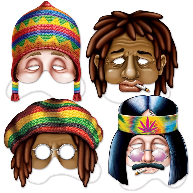 Set of 4 hippie masks