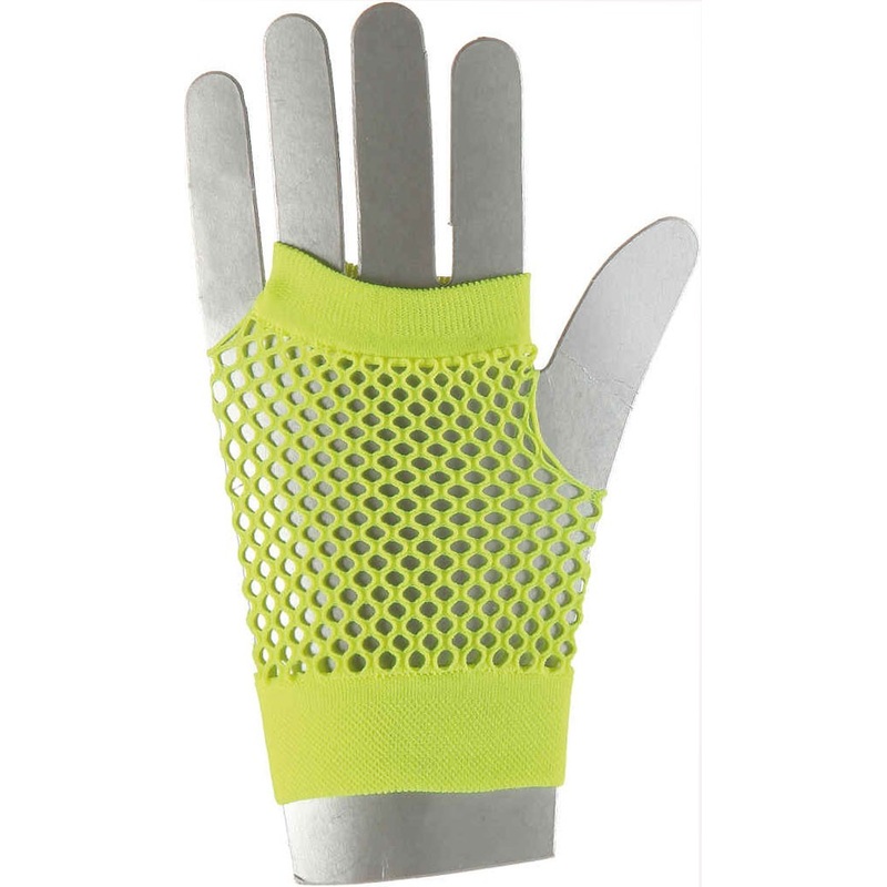 Short fishnet gloves in neon yellow
