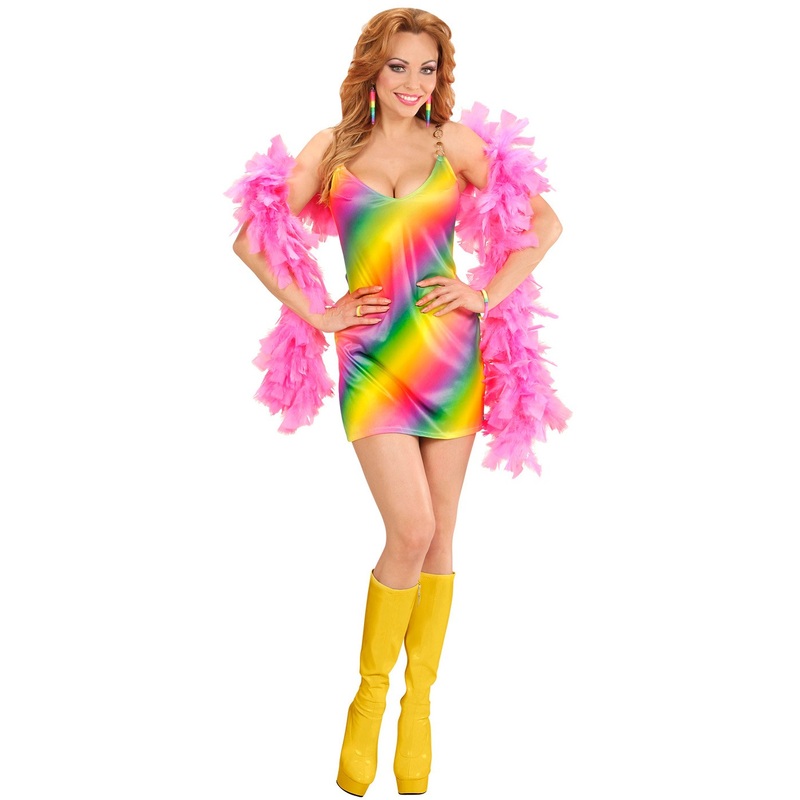 70s rainbow disco dress S