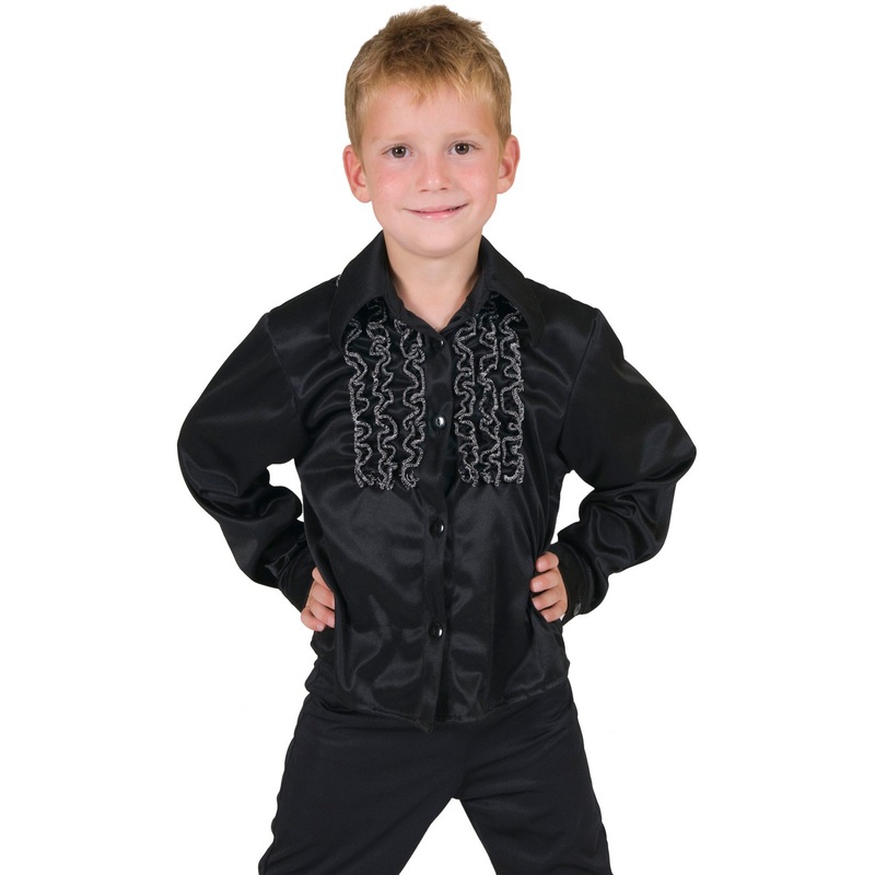 Black Scotty ruffle shirt for kids 116