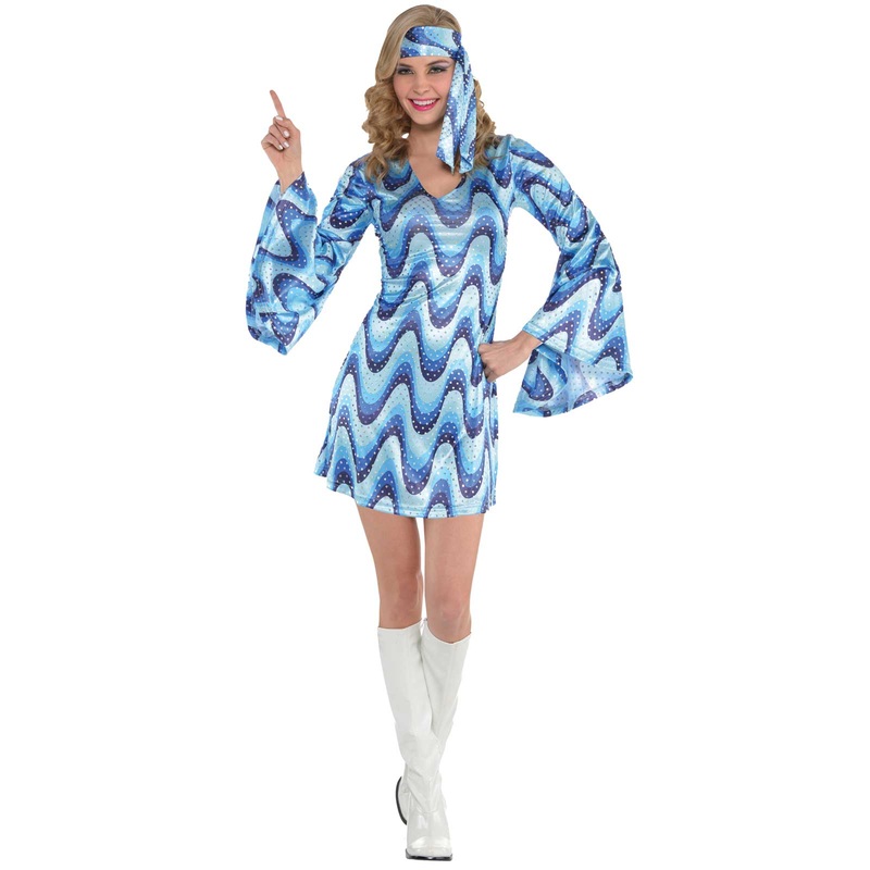 Blue 70s party fever dress S