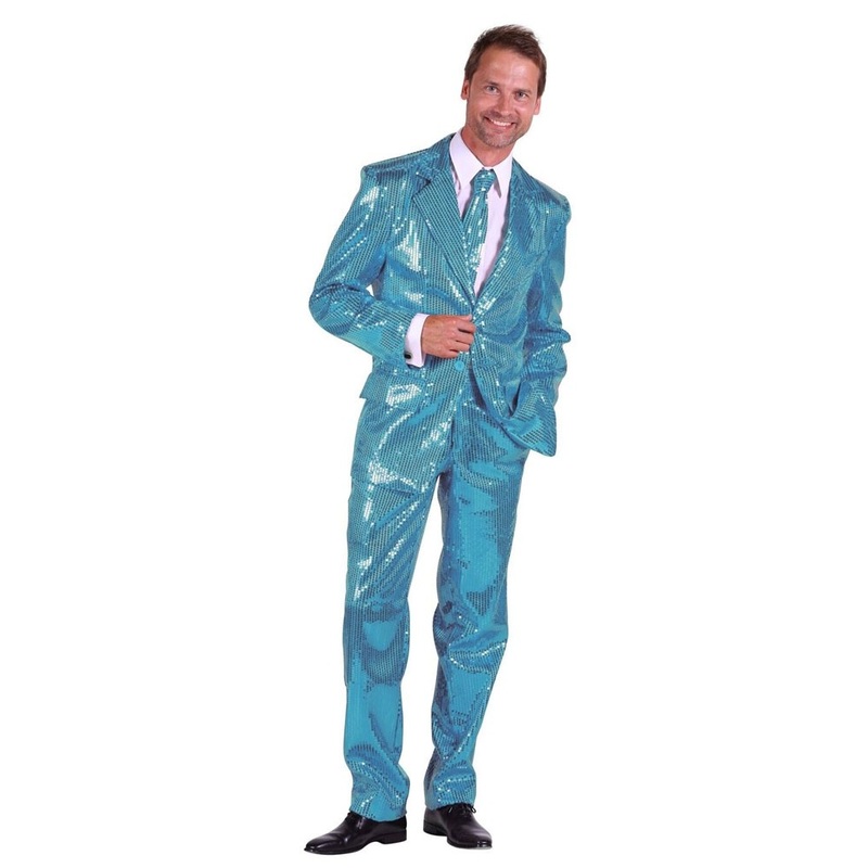 Blue magic sequin party suit for men 46