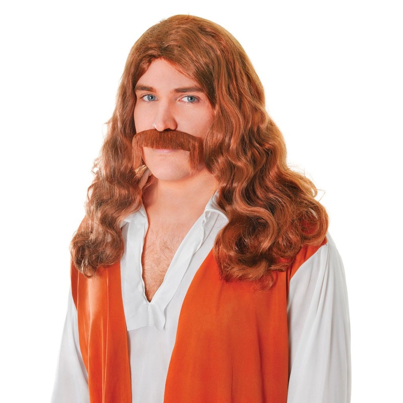 Brown Saul wig with mustache