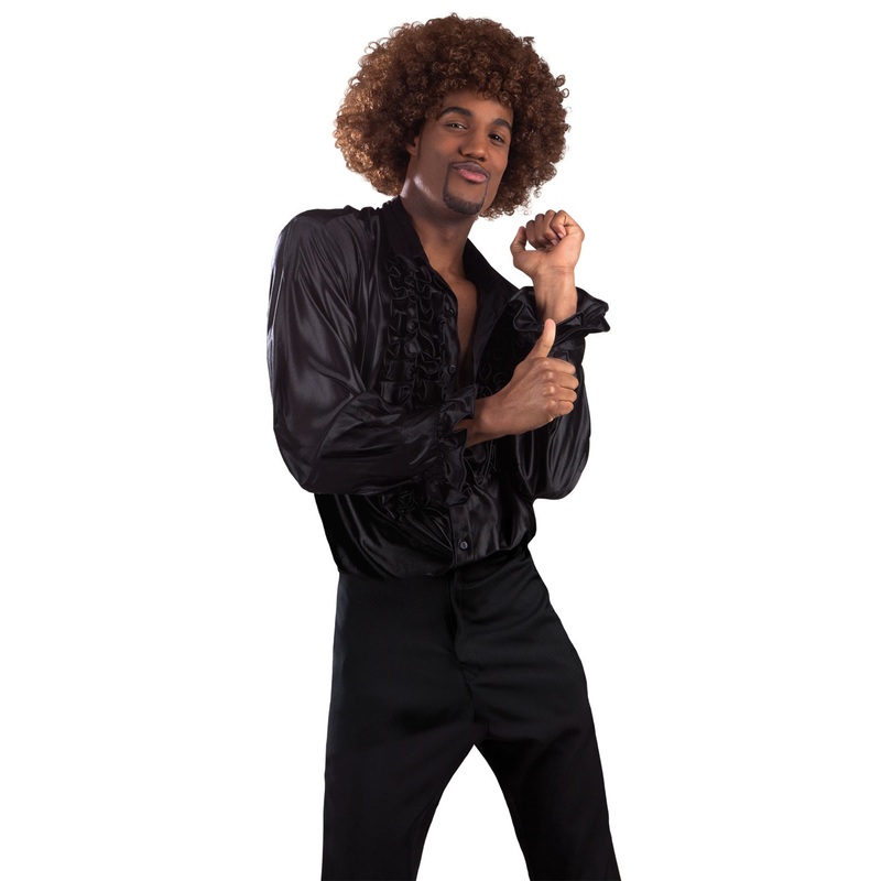 Carlo ruffled shirt in black M