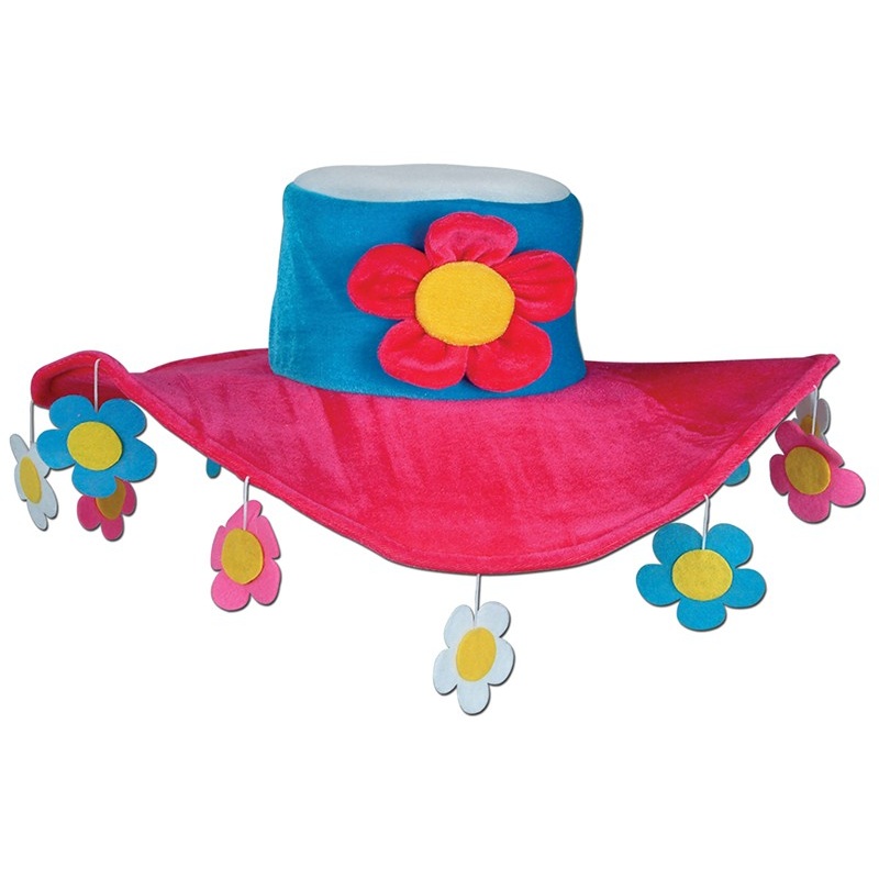 Cuddly plush hat with flowers