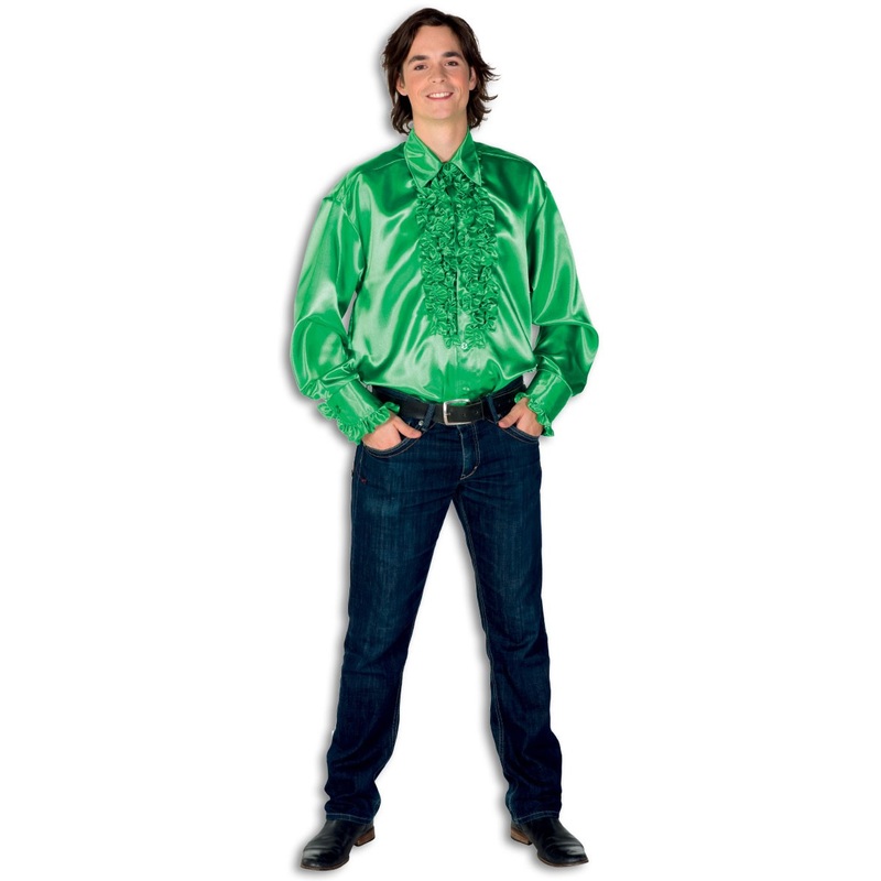 Disco ruffled shirt in green XS