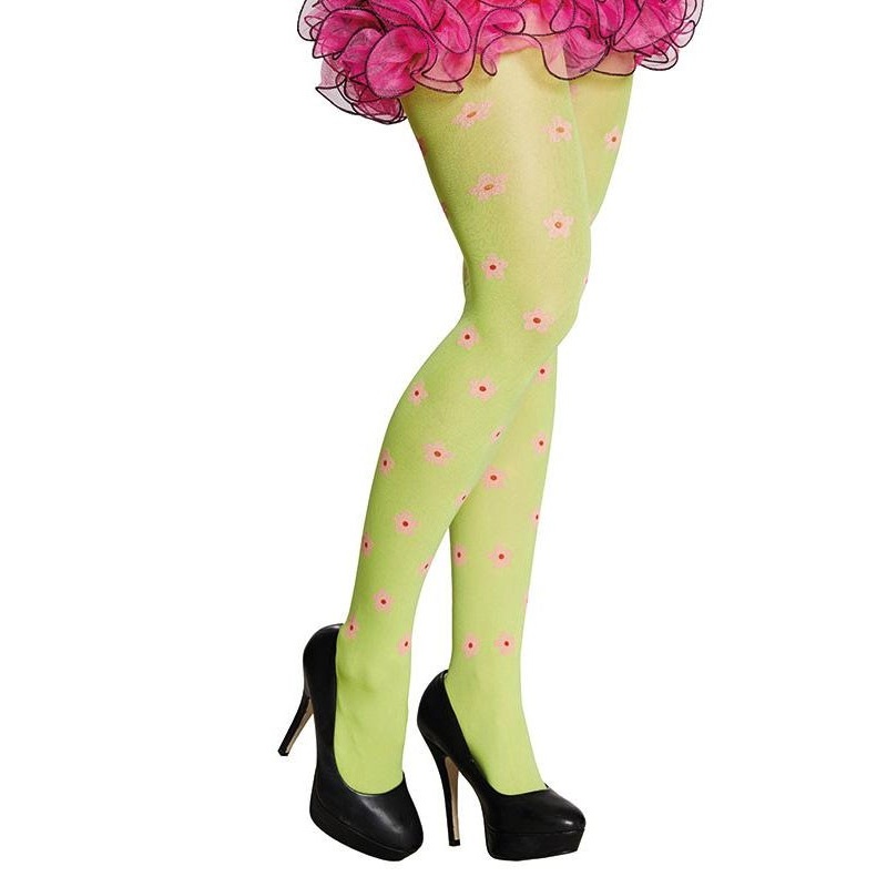Green flower power tights