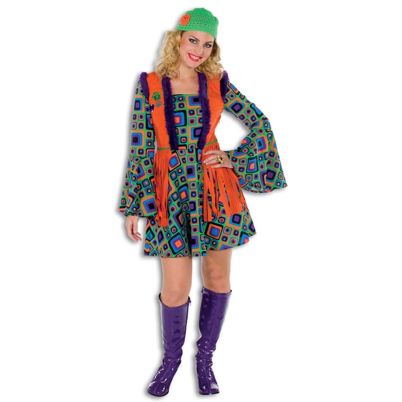 Hippie dress with fringed vest for women 34