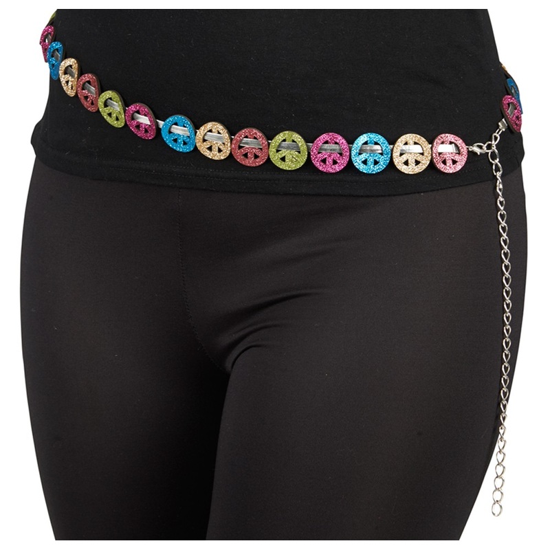 Hippie jewelry belt with peace sign