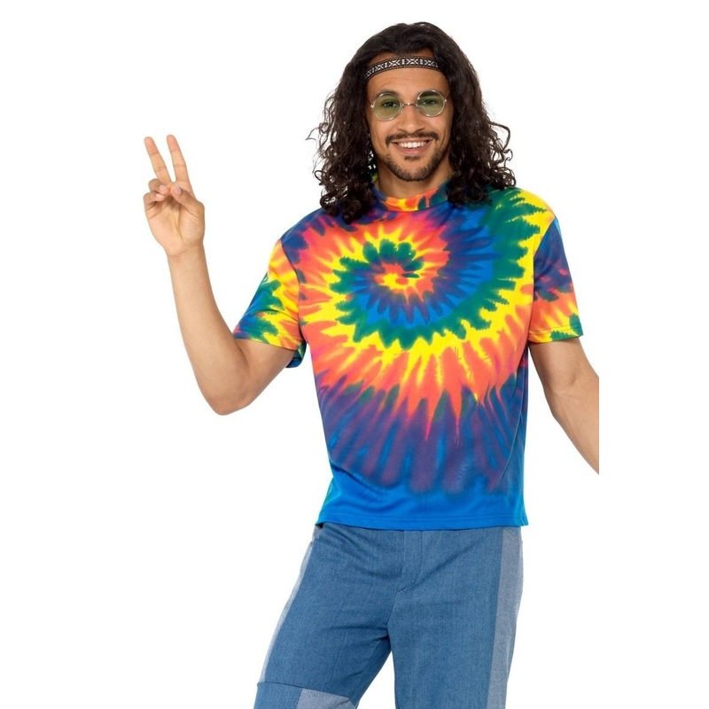 Hippie mens shirt batik look M