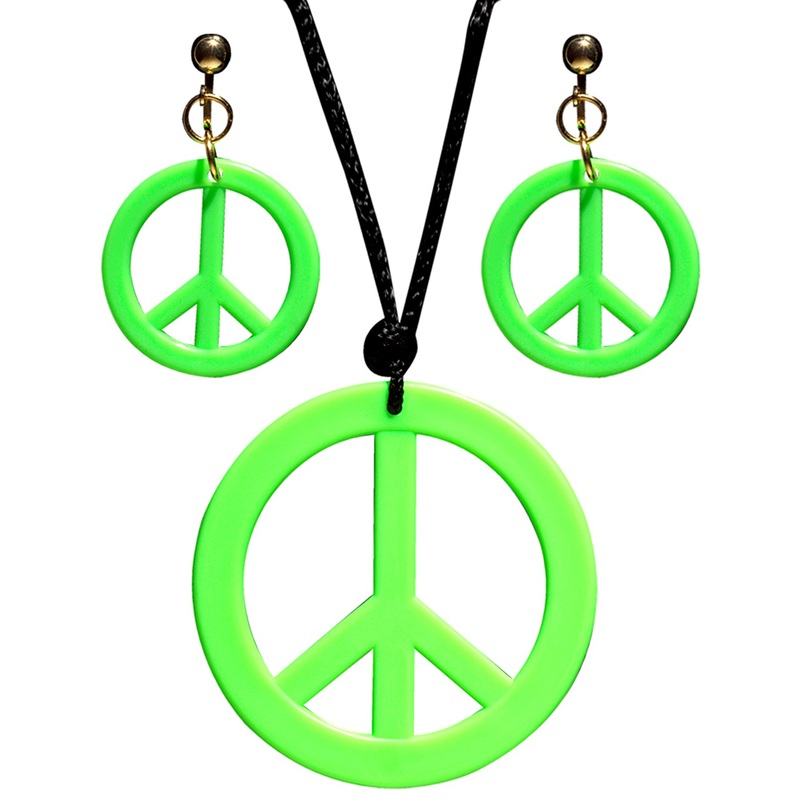 Hippie peace jewelry set in green