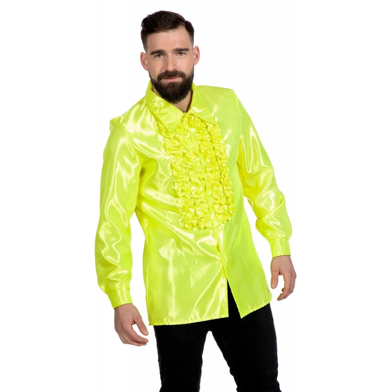 Neon yellow ruffled shirt for men 48