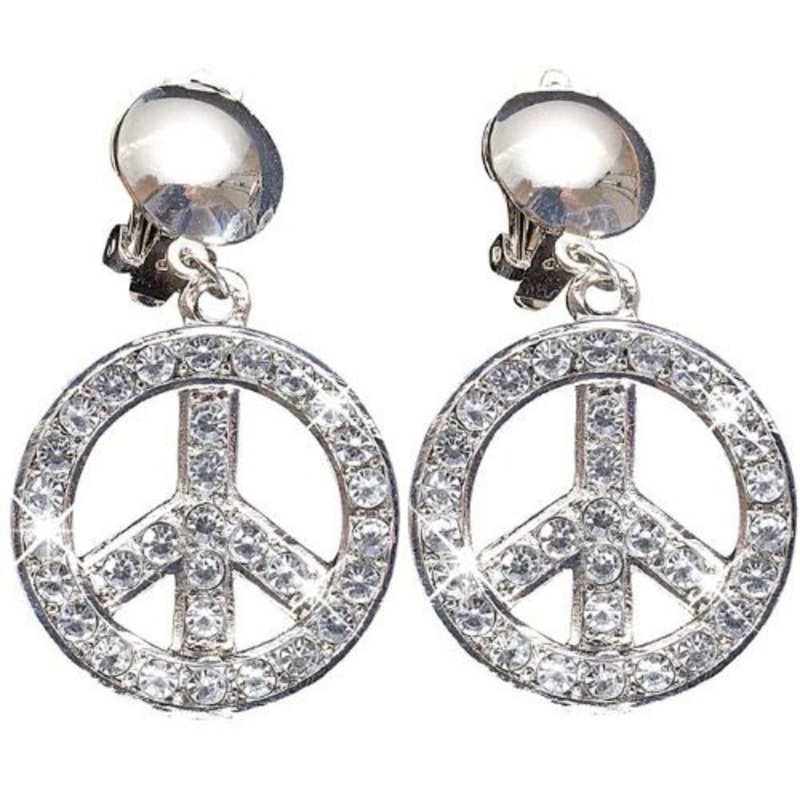 Peace hippie glitter earrings