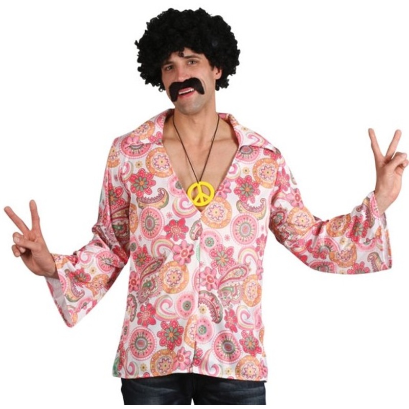 Pink mandala floral shirt for men M