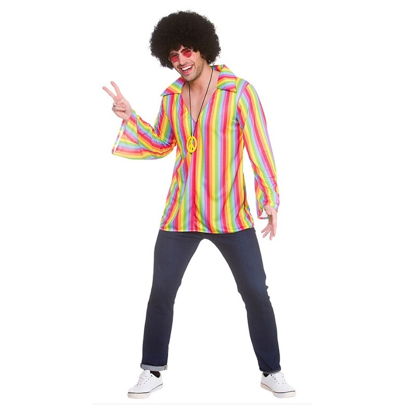 Rainbow Stripes hippie men's shirt M
