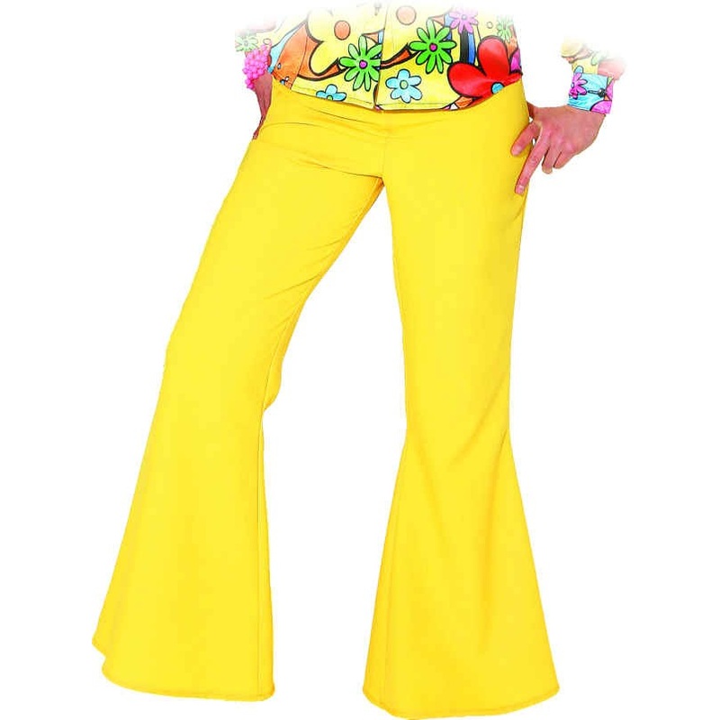 Yellow flared trousers for women 34