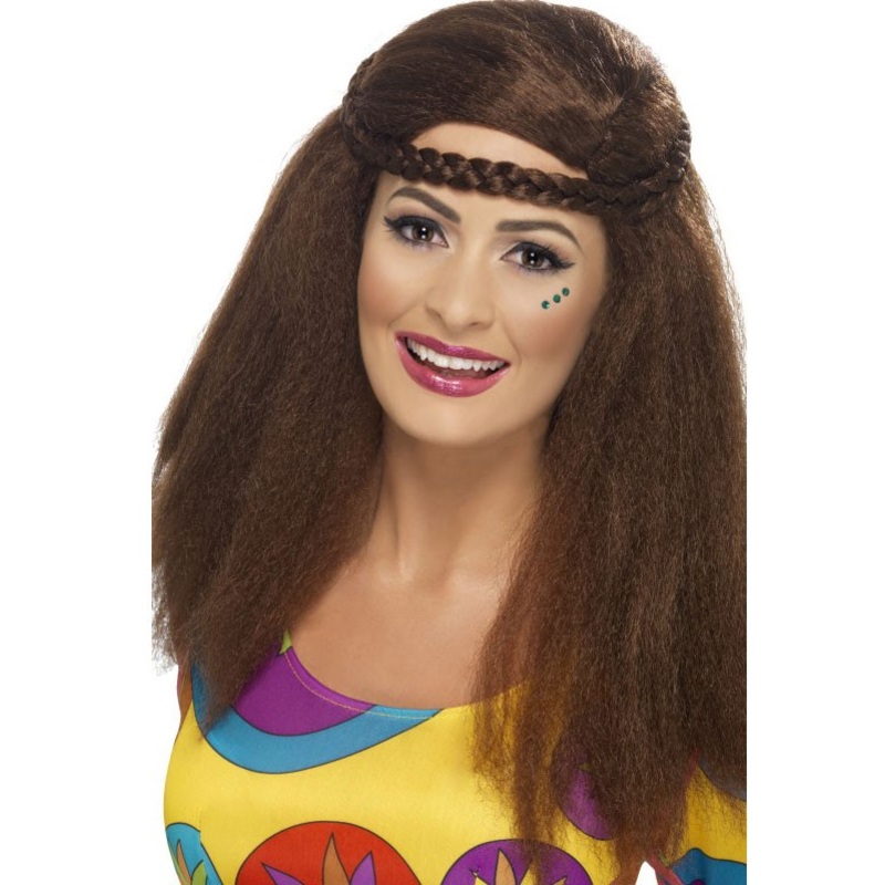 Brown hippie girl wig