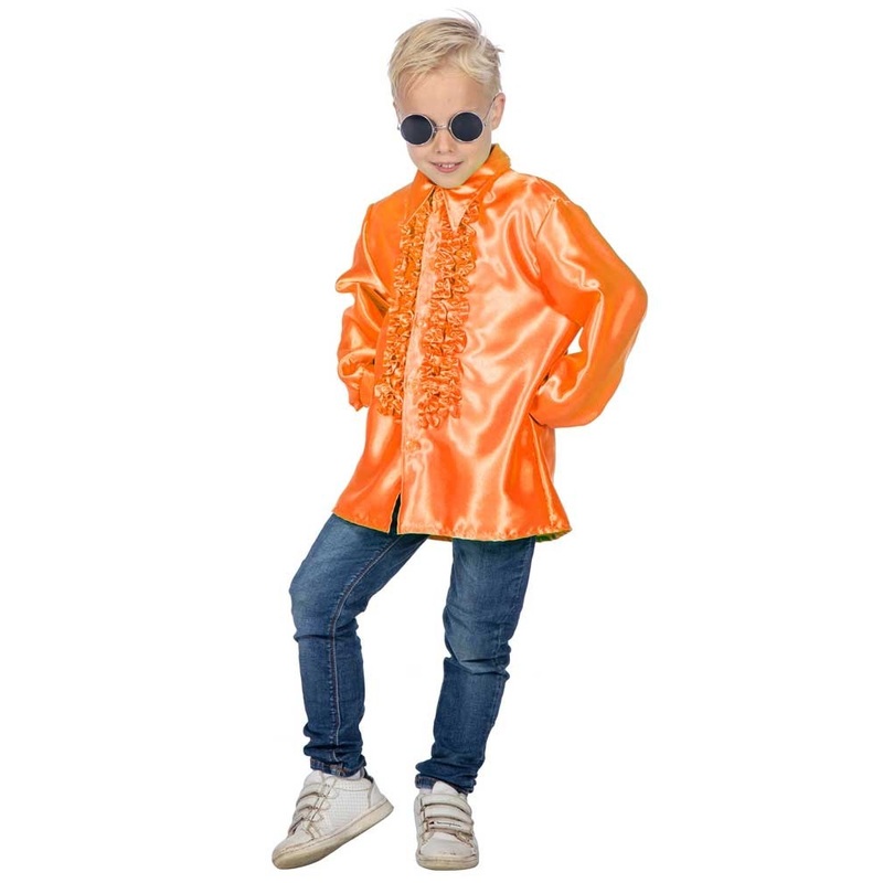 Children's ruffled shirt Jarno neon orange 128