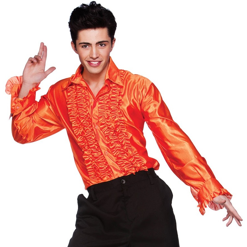 Dancing Star ruffled shirt orange M