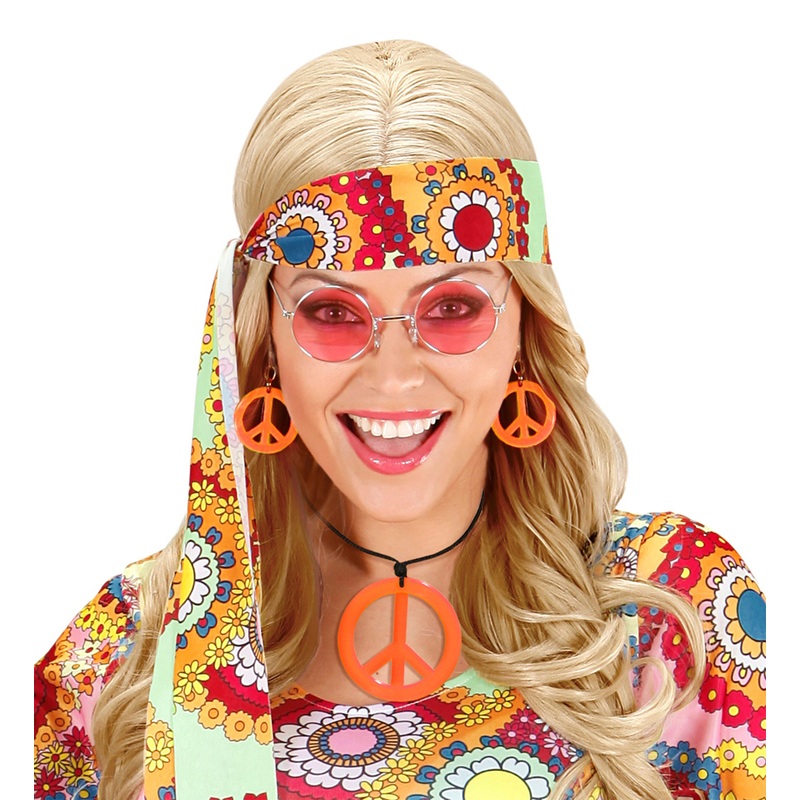 Hippie peace jewelry set in orange