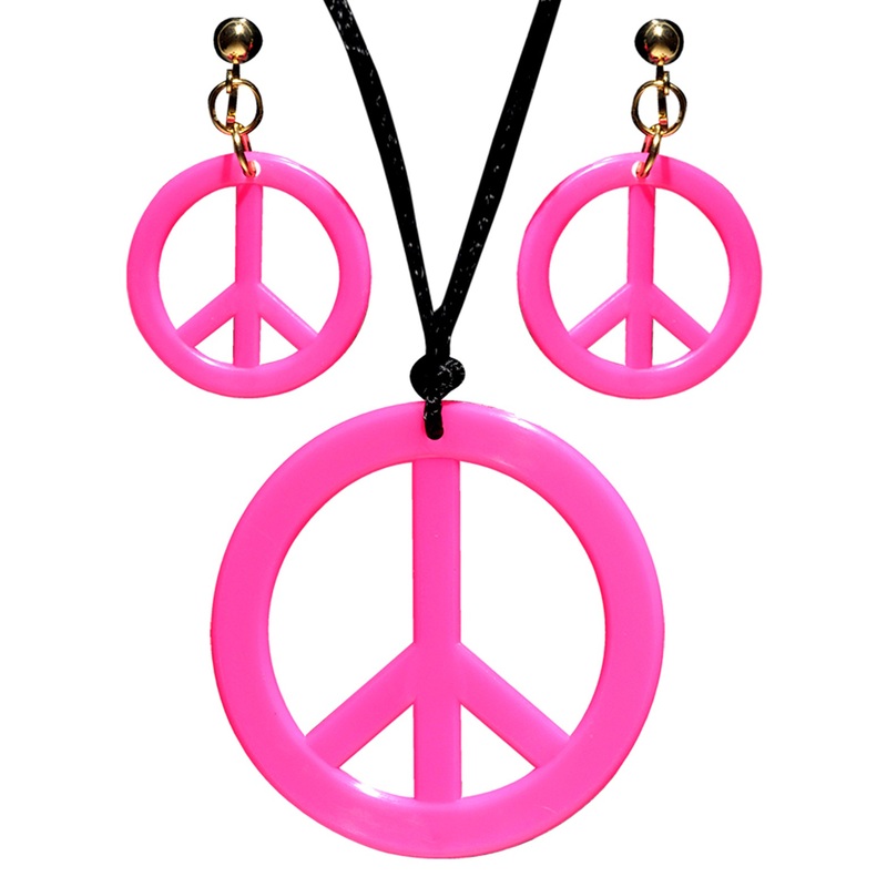 Hippie peace jewelry set in pink