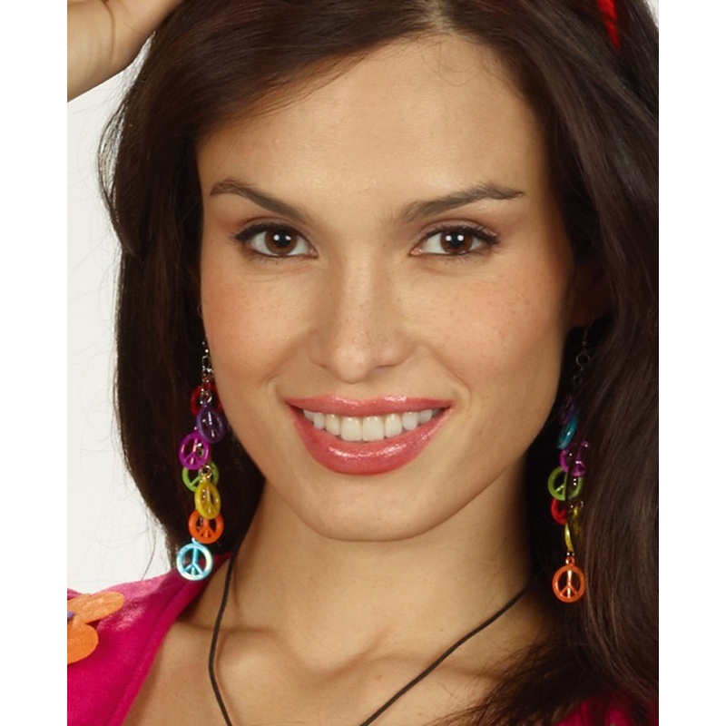 Kally earrings with colorful peace signs