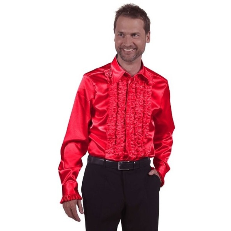 Ruffle shirt pop star in red S