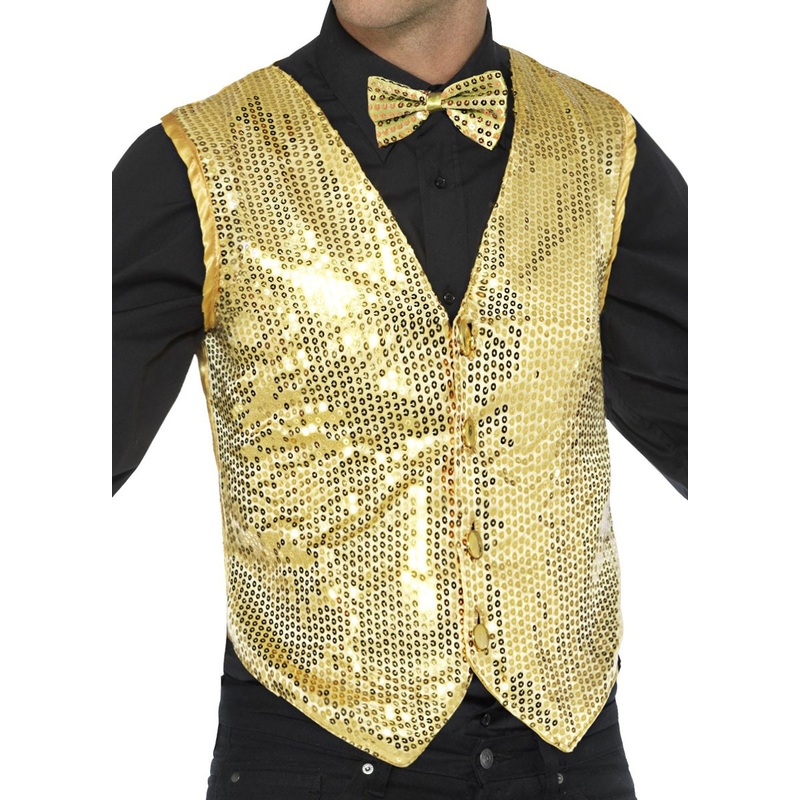 Sequin vest party glamor gold S