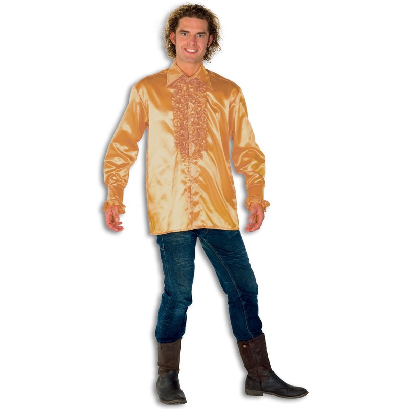 Shiny Parker ruffled shirt in gold XS