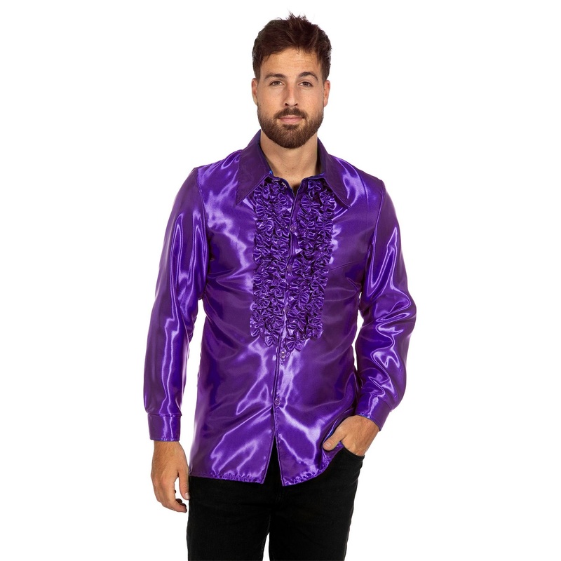Violet ruffled shirt for men 48