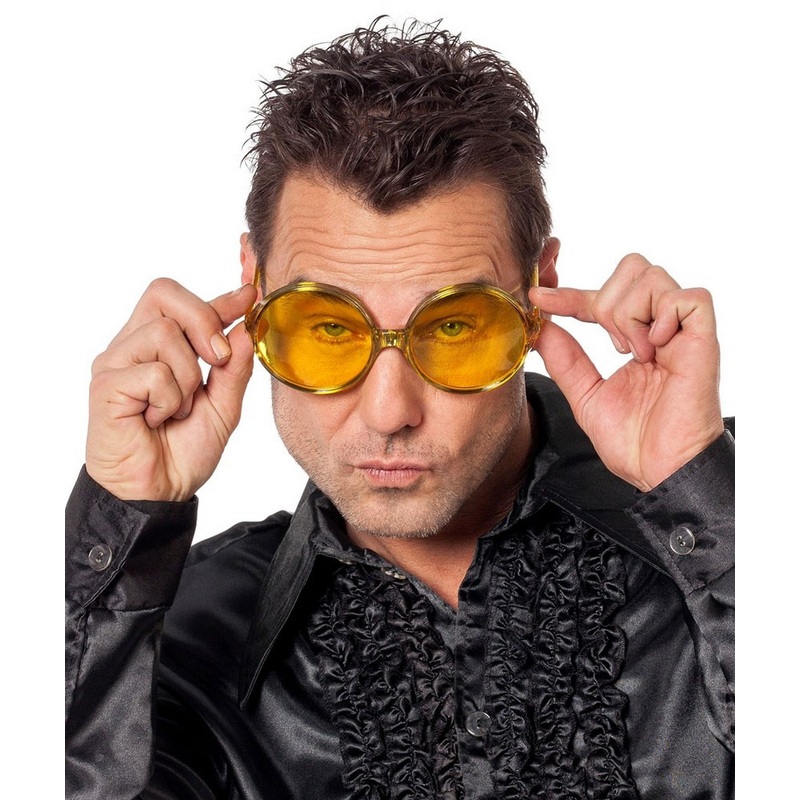 Yellow 70s disco glasses