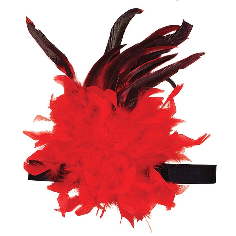1920's headband with red feathers